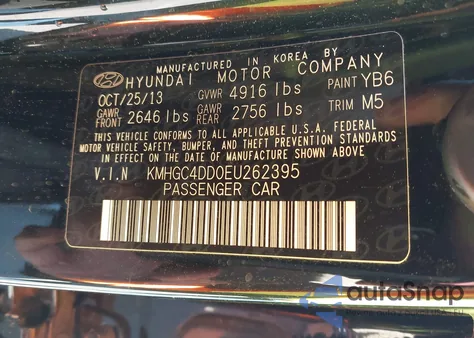 2014 Hyundai Genesis 3.8 from USA, damaged, VIN KMHGC4DD0EU262395